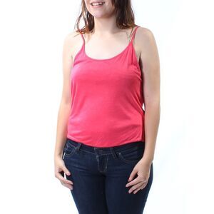 HEARTS AND HIPS Womens Pink Spaghetti Strap Scoop Neck Top Size: L